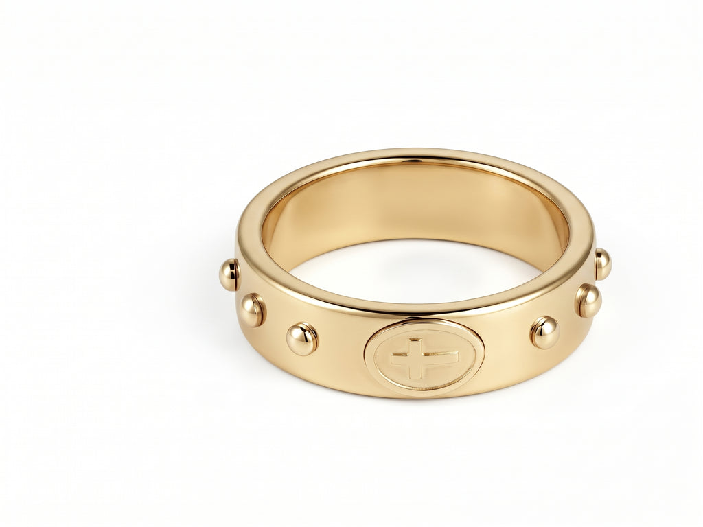 Devoción Studded Cross Ring