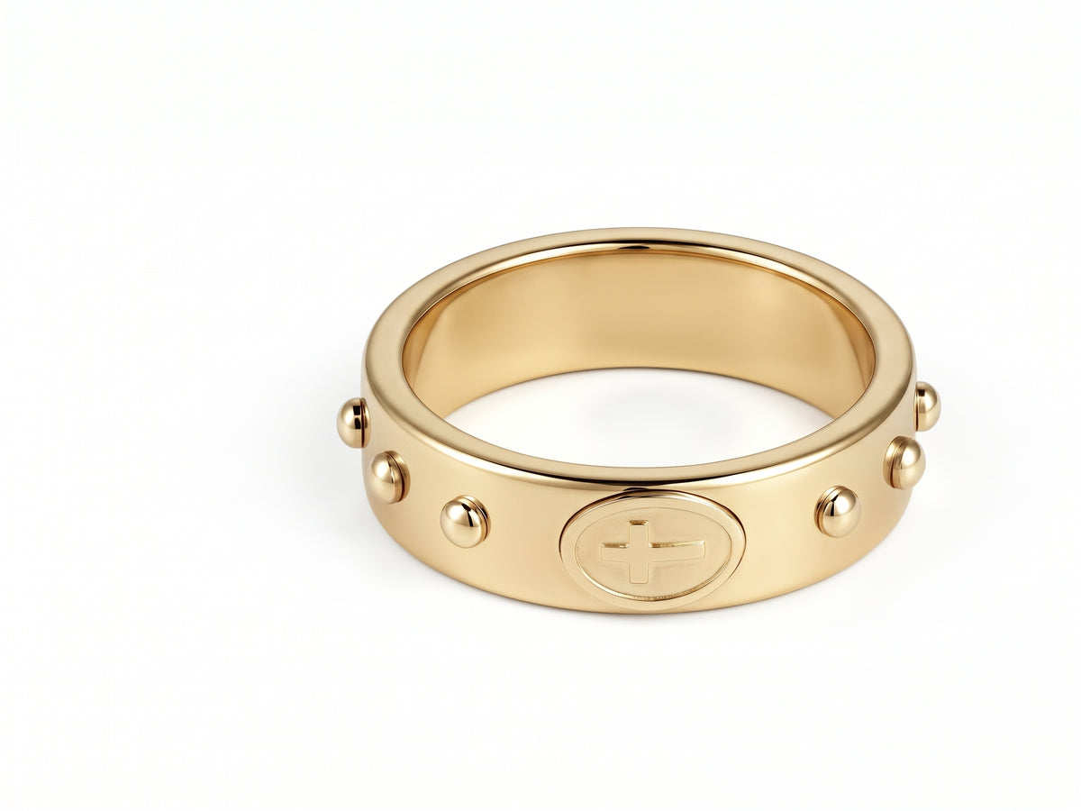 Devoción Studded Cross Ring